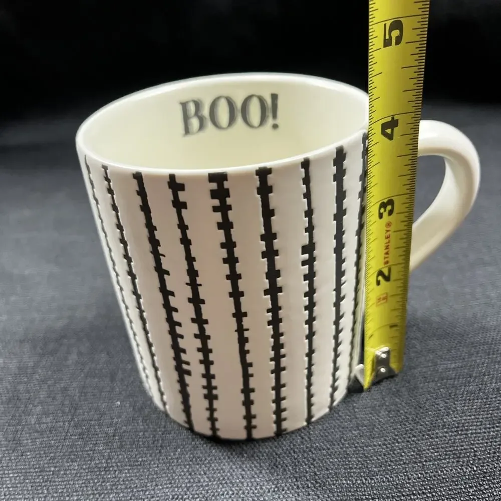 Boo Mug Cup Halloween Black Stitches Stripes Threshold Target 16oz Stoneware
